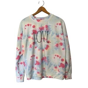 Rae Dunn Tie-Dye Love‎ Sweatshirt - Pink and Blue